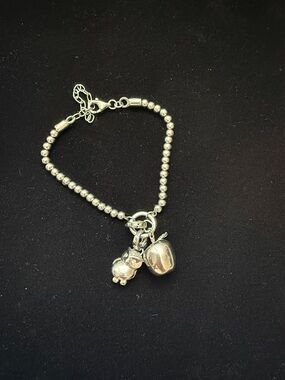 Fossil Silver Beaded Charm Bracelet with Apple and Owl Charms